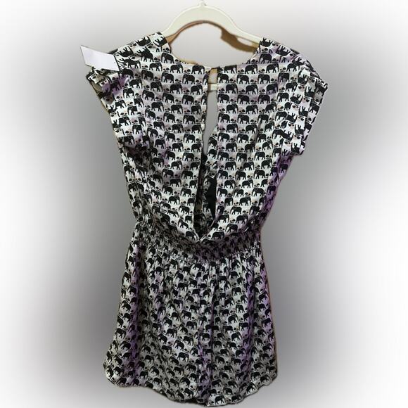 BCBGeneration Black and White Elephant Patterned Romper - Picture 2 of 3